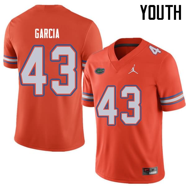 NCAA Florida Gators Cristian Garcia Youth #43 Jordan Brand Orange Stitched Authentic College Football Jersey NHR0064CK